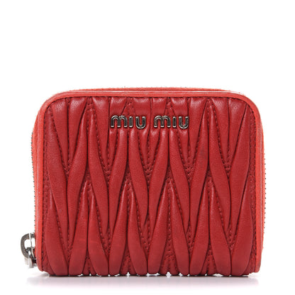 Miu Miu Nappa Matelasse Zip Around Compact Wallet Fuoco 1 of 14