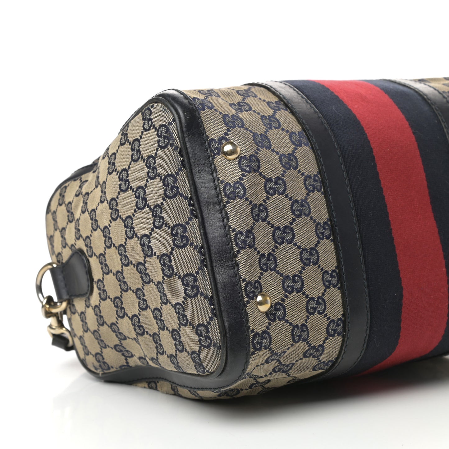 Monogram Selleria Calfskin Vintage Web Medium Boston Beige Blue