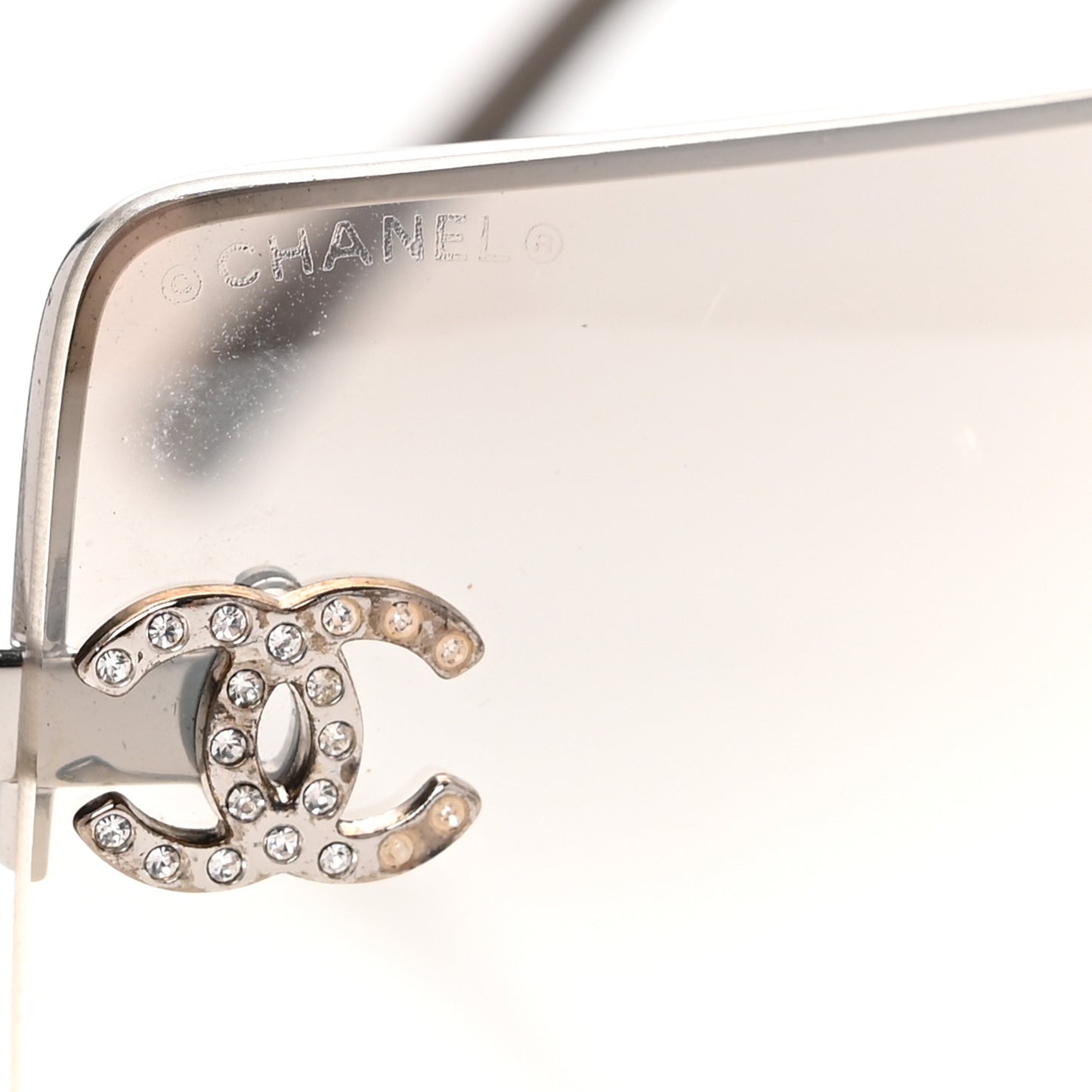 Metal Crystal CC Logo Sunglasses 4092-B Silver