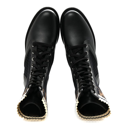 Fendi Calfskin Stretch Fabric Rockoko Biker Boots 37 Tobacco Black Marino 2 of 9
