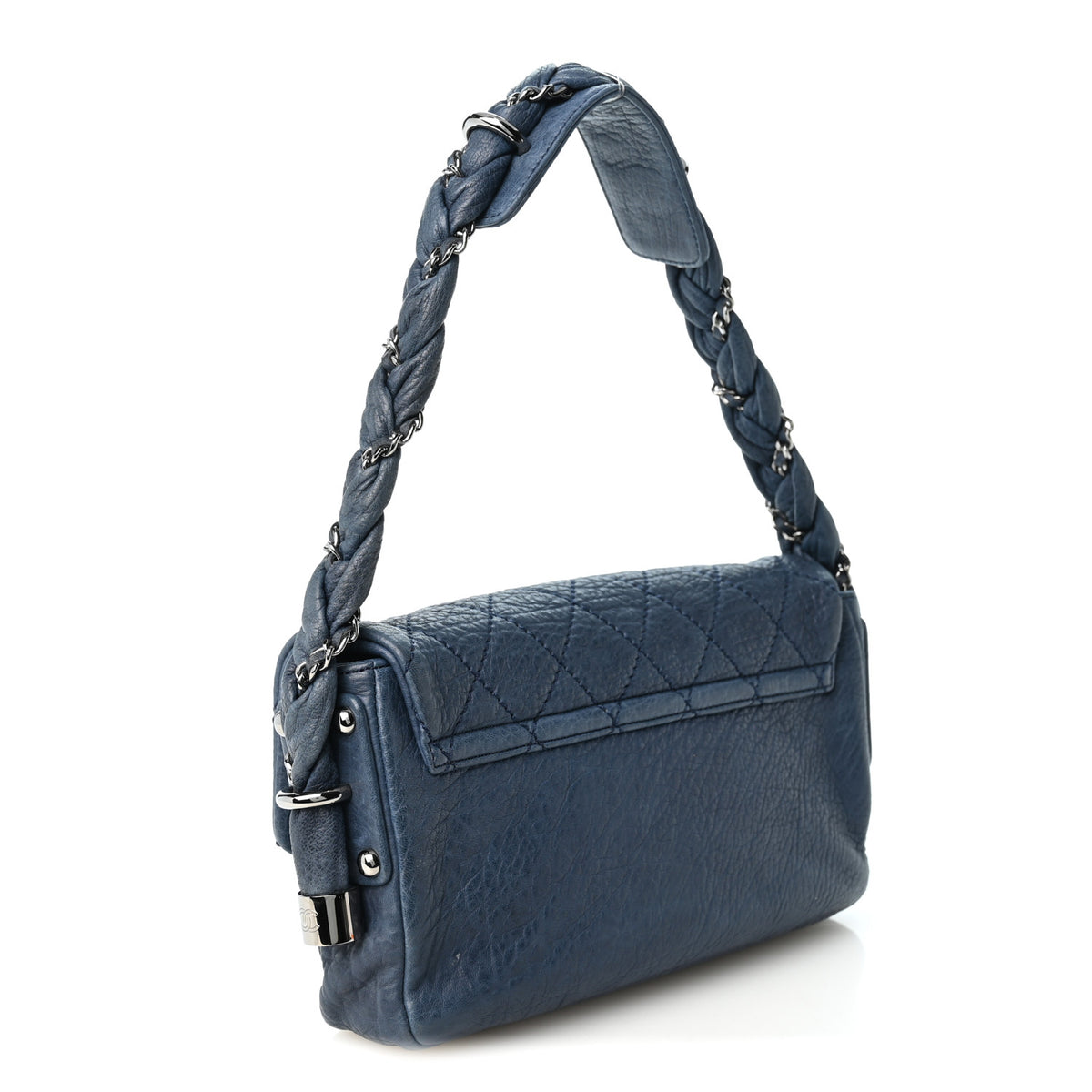 Chanel Distressed Lambskin Small Lady Braid Flap Blue 3 of 11