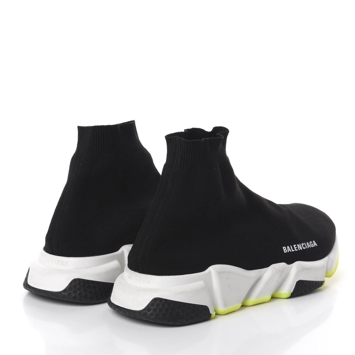 Balenciaga Neoprene Knit Womens Speed Sneakers 43 Black White Yellow Fluo 4 of 5