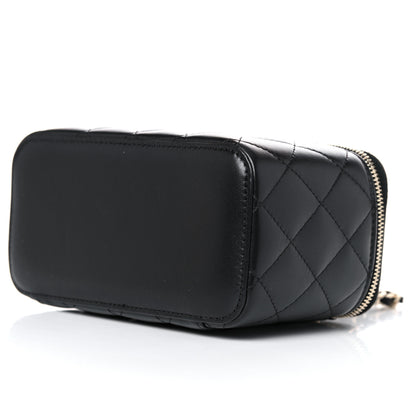 Chanel Lambskin Quilted Small Top Handle Vanity Case With Chain Black 9 of 10