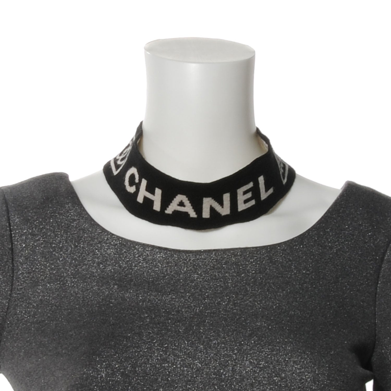 Chanel Knit CC Head Band Black Beige 2 of 5