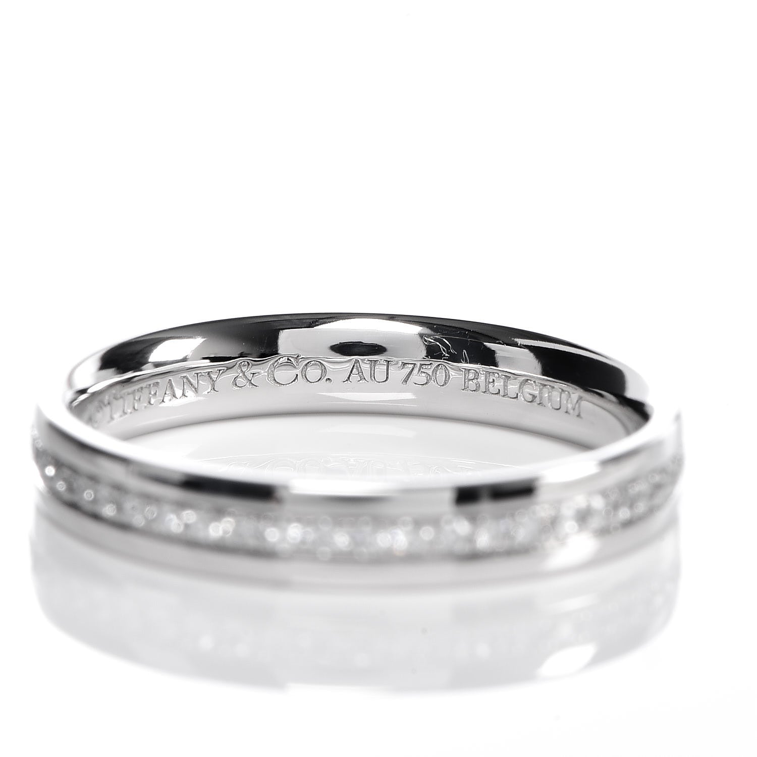 Tiffany 18K White Gold Diamond Metro Wedding Band Ring 49 5 5 of 5