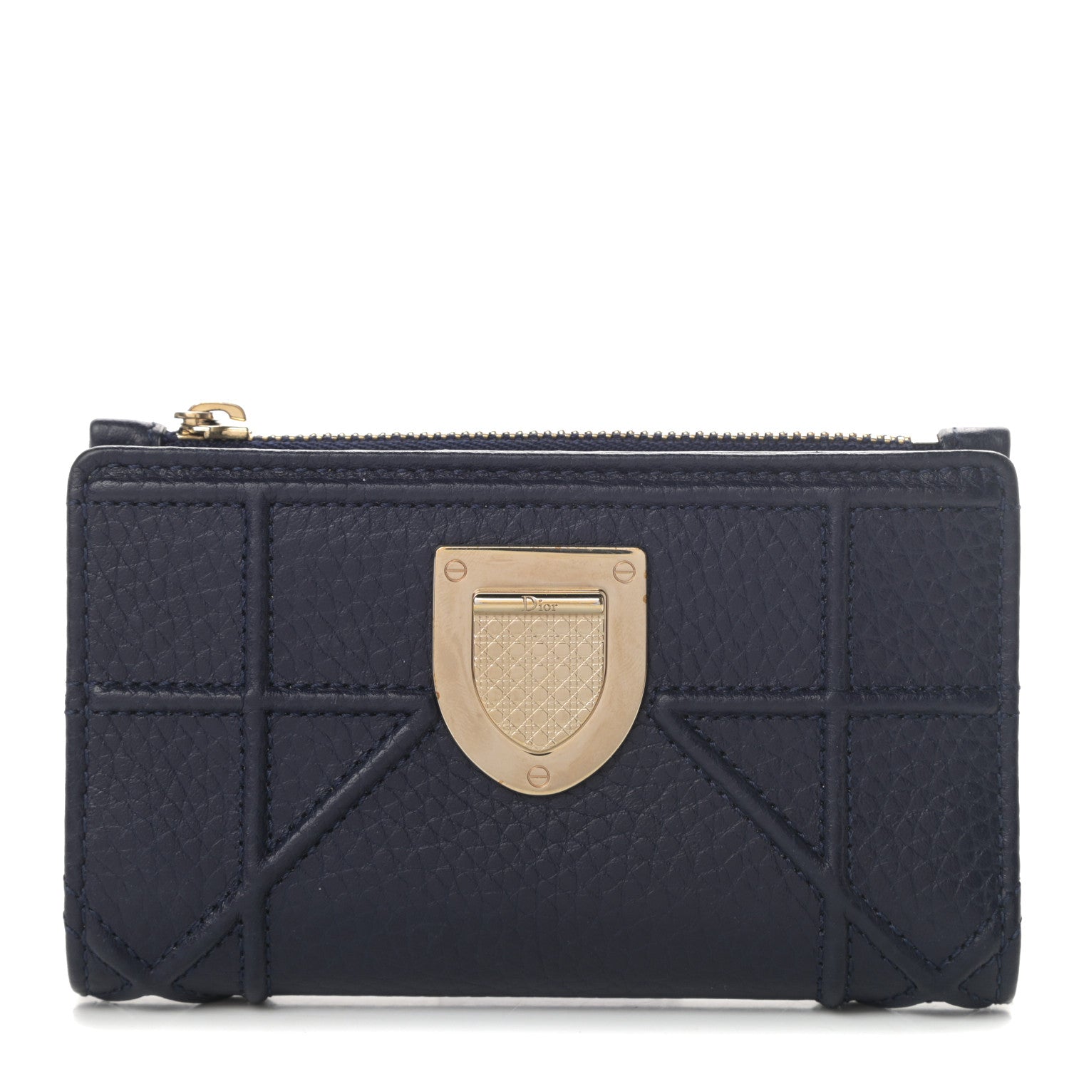 Christian Dior Grained Calfskin Cannage Diorama Wallet Blue 1 of 9