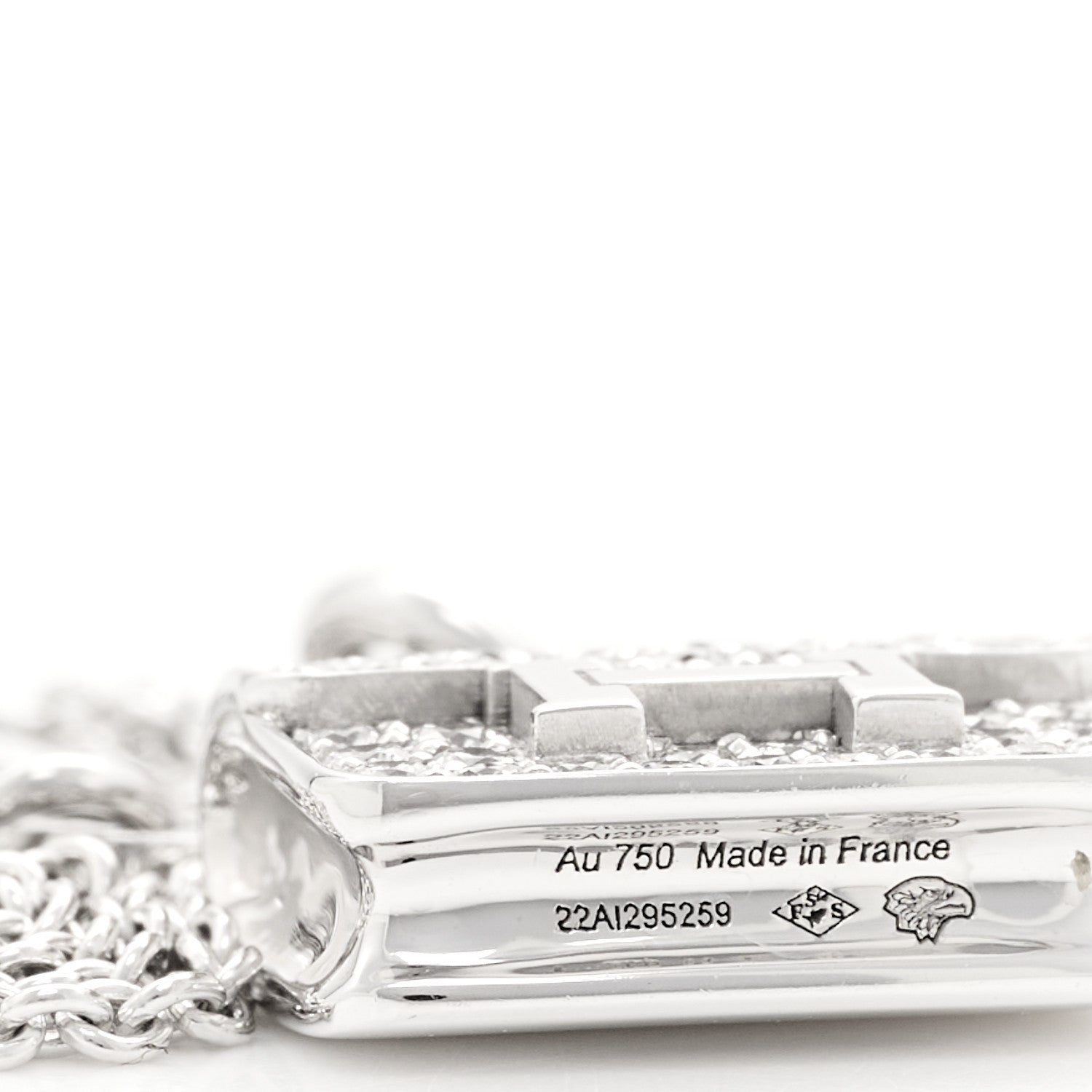 Hermes 18K White Gold Diamond Constance Amulettes Pendant Necklace 6 of 7