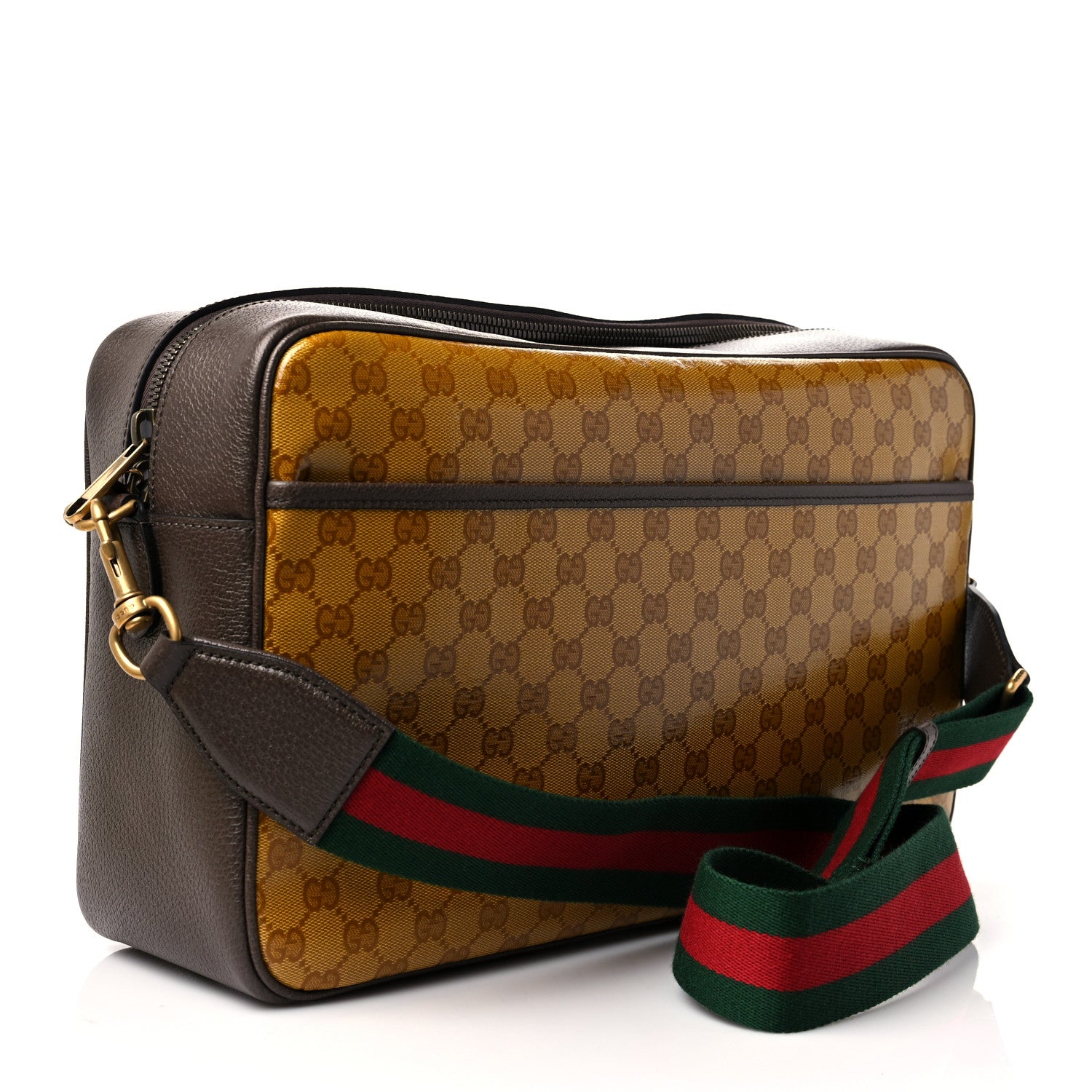 Gucci X ADIDAS Crystal Vintage Monogram Textured Dollar Calfskin Web Trefoil Logo Medium Messenger Bag Mid Natural Nut Off White New Acero 3 of 11