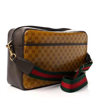 Gucci X ADIDAS Crystal Vintage Monogram Textured Dollar Calfskin Web Trefoil Logo Medium Messenger Bag Mid Natural Nut Off White New Acero 3 of 11