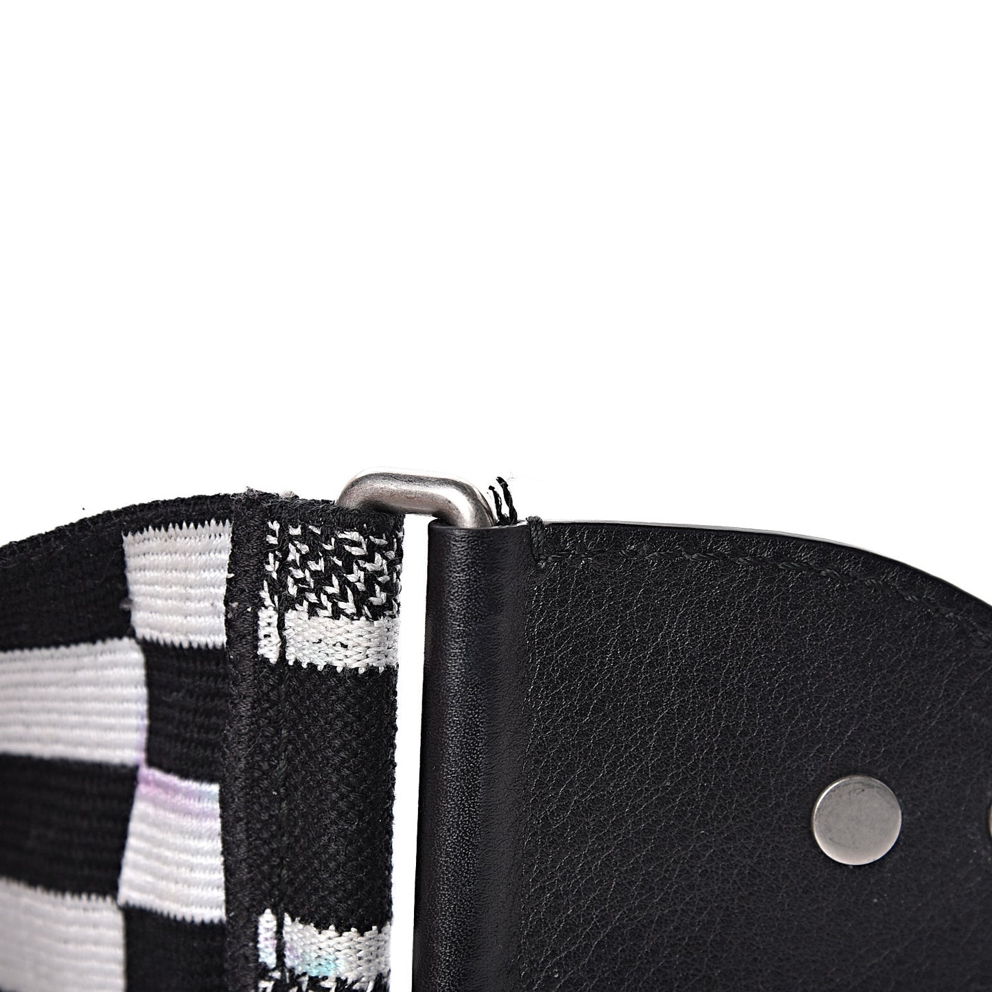 Canvas Embroidered Shoulder Strap Black White