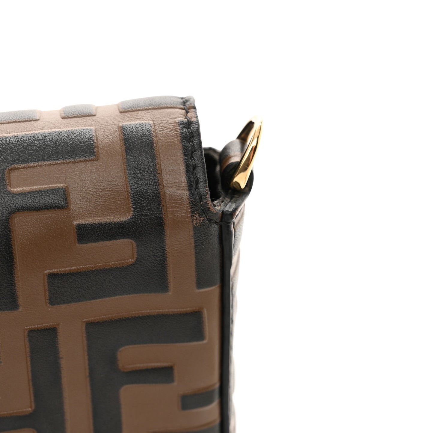 Vitello Soft F is Fendi Bi-Color FF 1974 Embossed Envelope Wallet On Chain with Pouches Maya Black