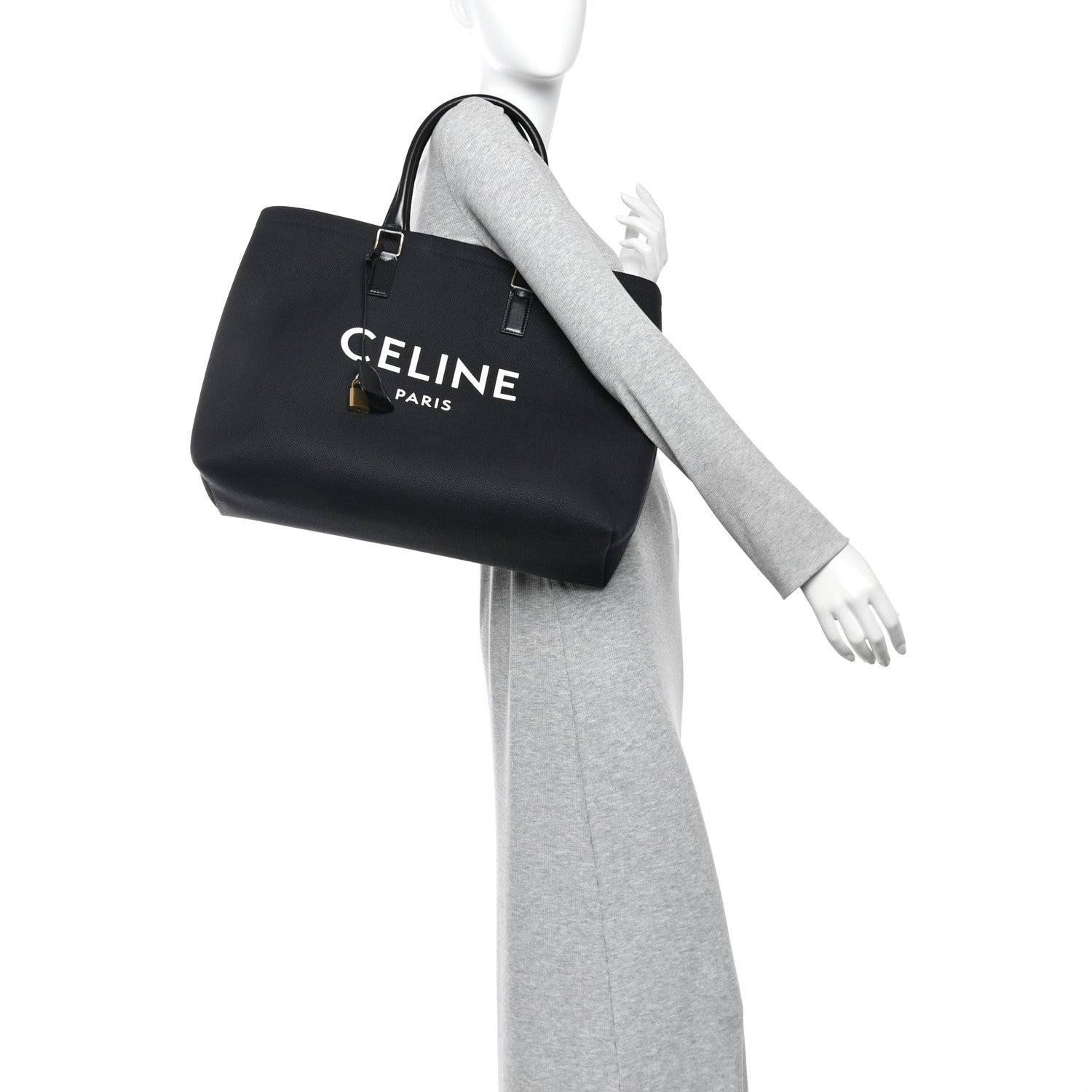 Celine Canvas Calfskin Horizontal Cabas Black 2 of 11