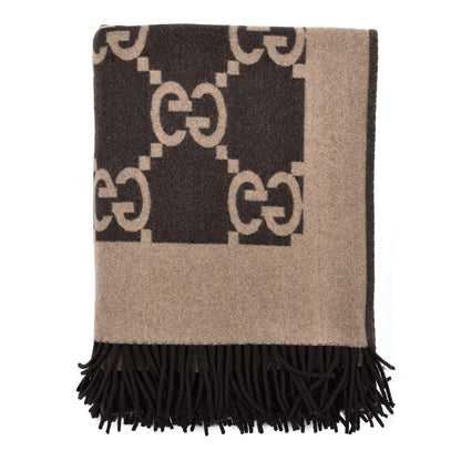 Gucci Wool Cashmere GG Monogram Blanket Dark Brown 1 of 3