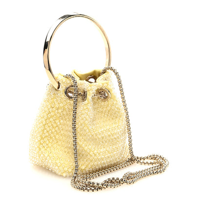 Jimmy Choo Satin Crystal Embellished Micro Bon Bon Bag Light Yellow 3 of 9