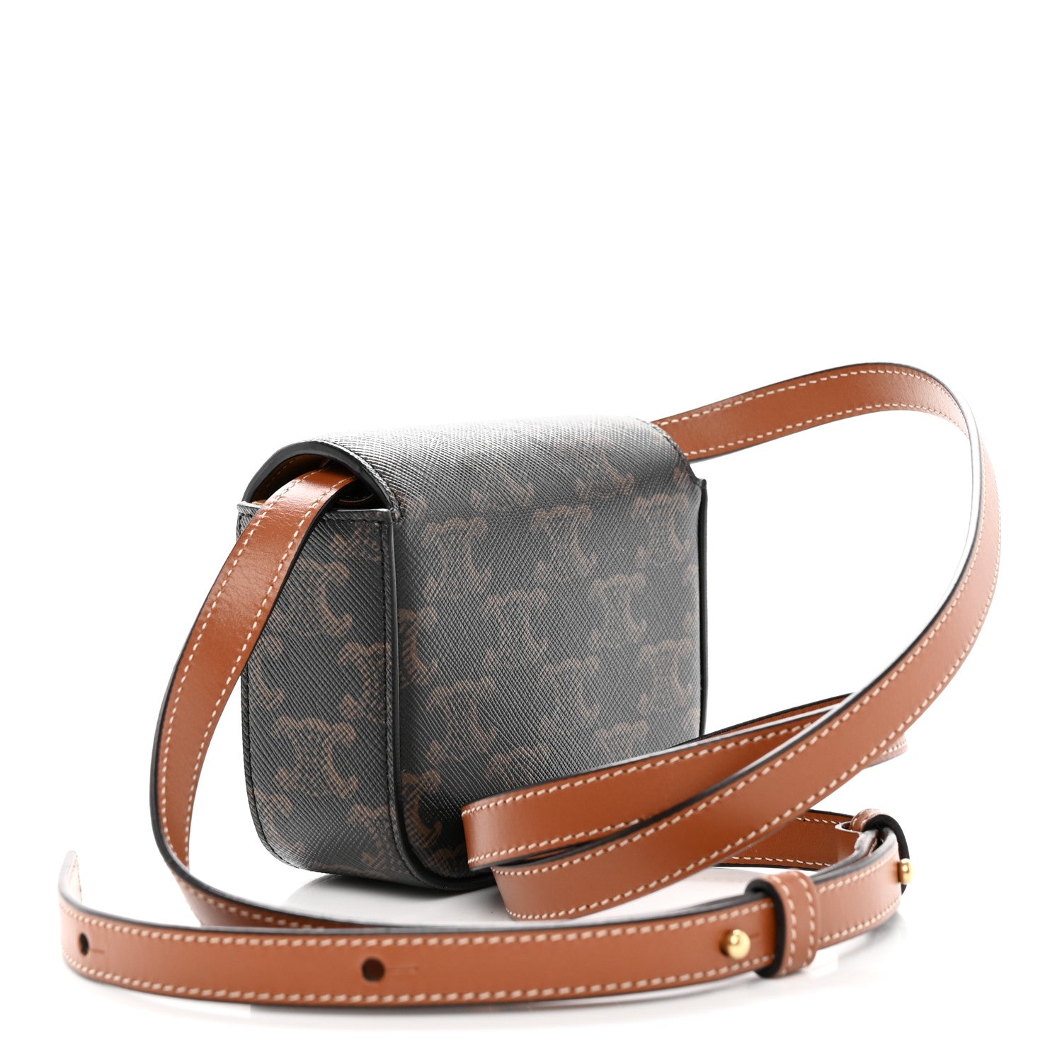 Celine Triomphe Canvas Calfskin Mini Triomphe Tan 2 of 10