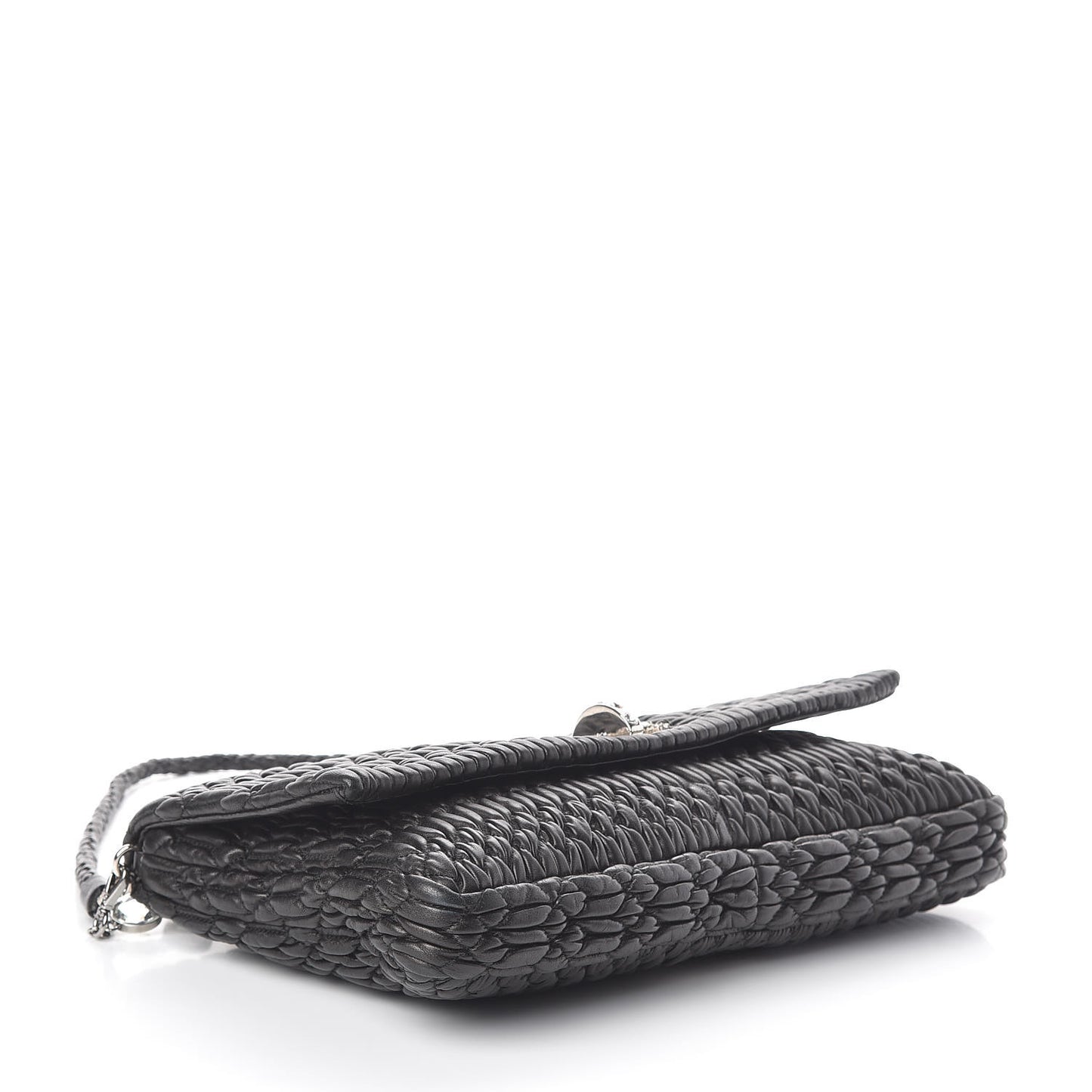Nappa Matelasse Crystal Flap Clutch Black