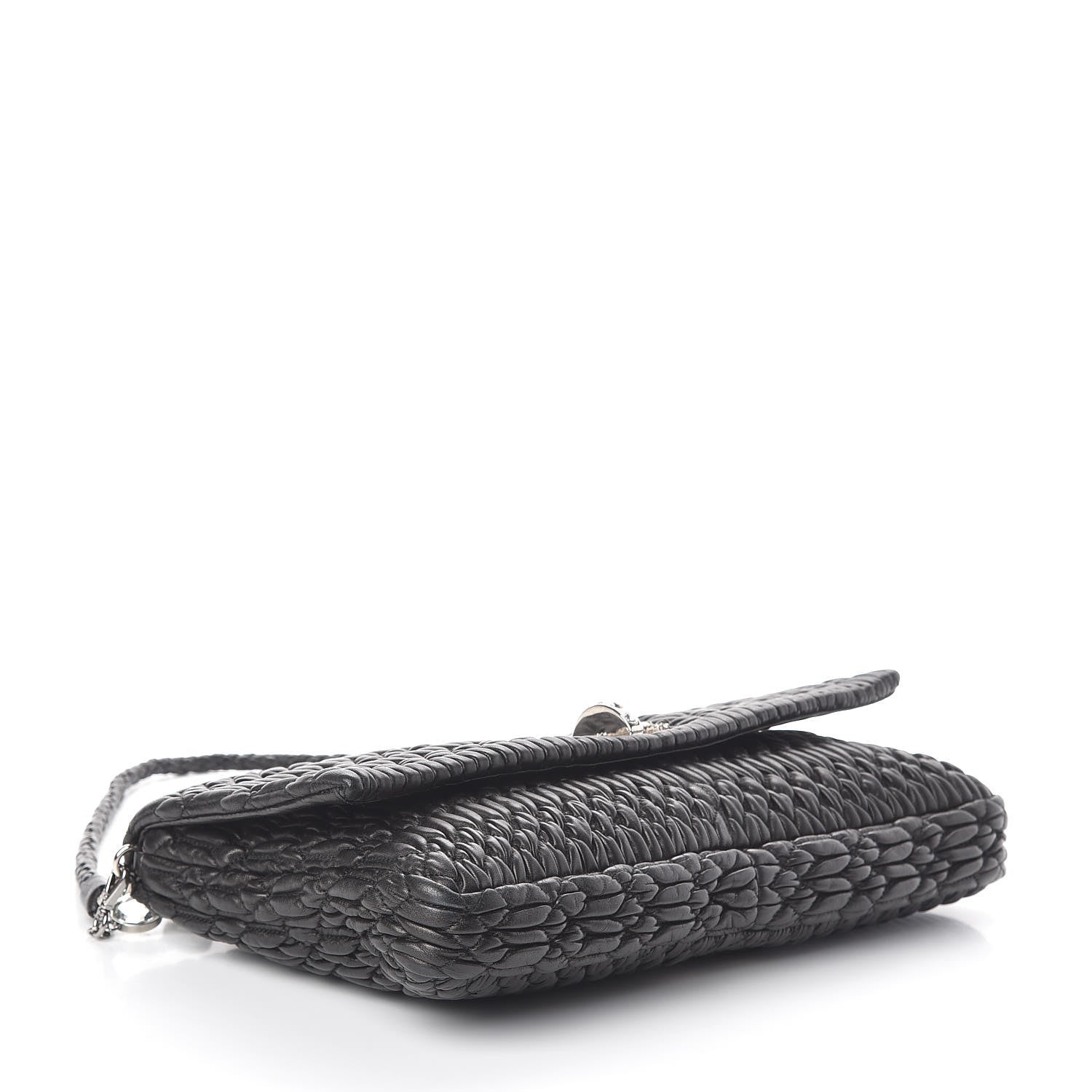 Miu Miu Nappa Matelasse Crystal Flap Clutch Black 4 of 9