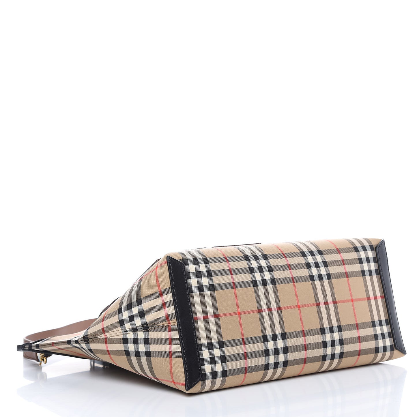 Calfskin House Check Medium Society Top Handle Bag Archive Beige Black