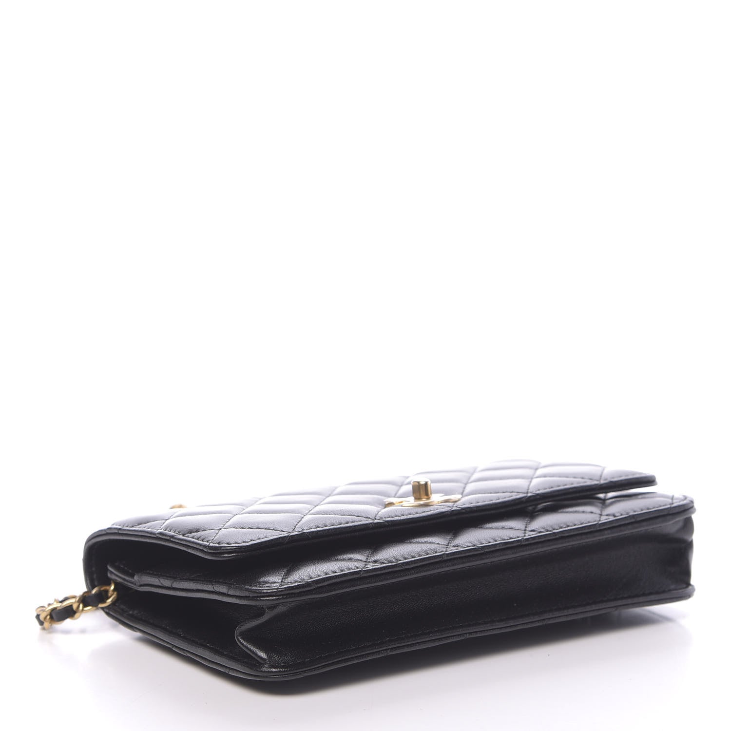Chanel Lambskin Quilted CC Pearl Crush Wallet on Chain WOC Black 4 of 13