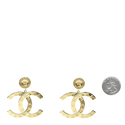 Chanel Metal Large Paris Button Earrings Gold 2 of 5