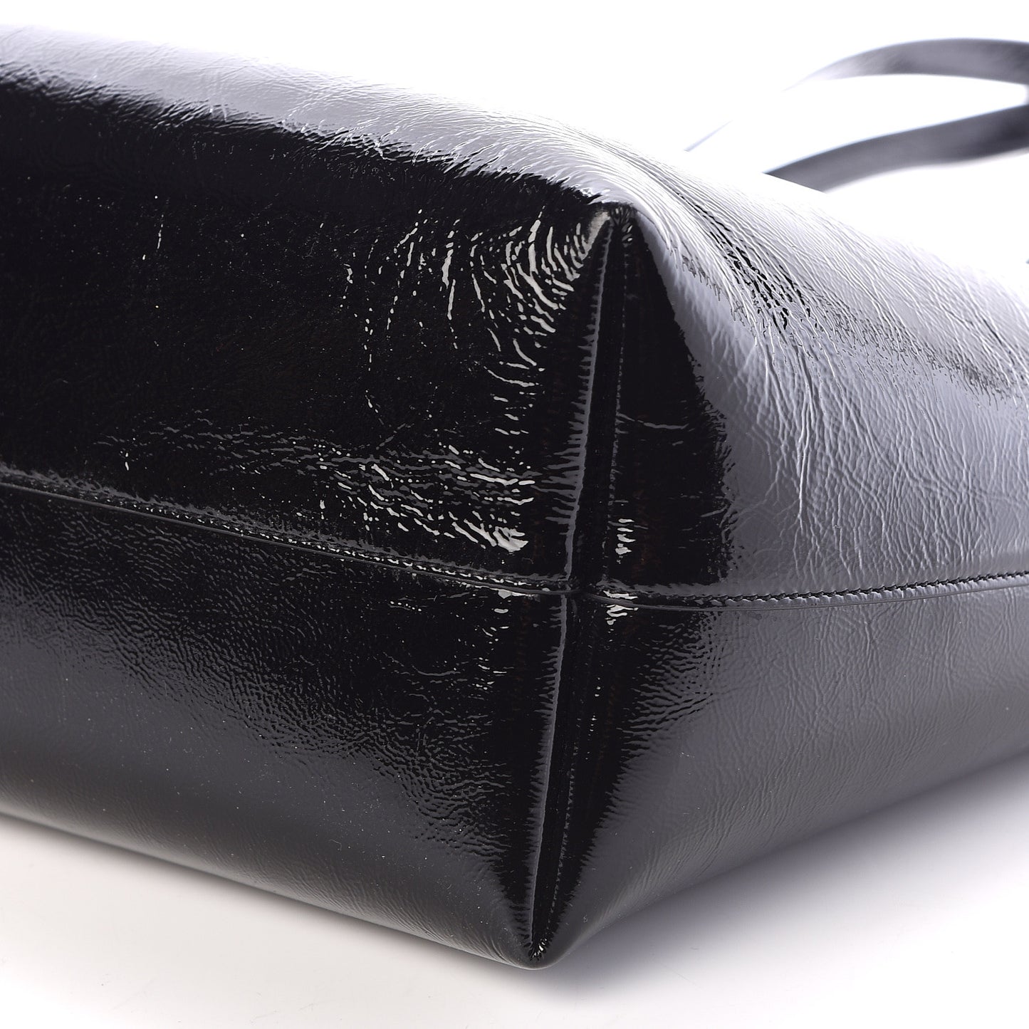 Patent Calfskin Large Shopping Tote Black