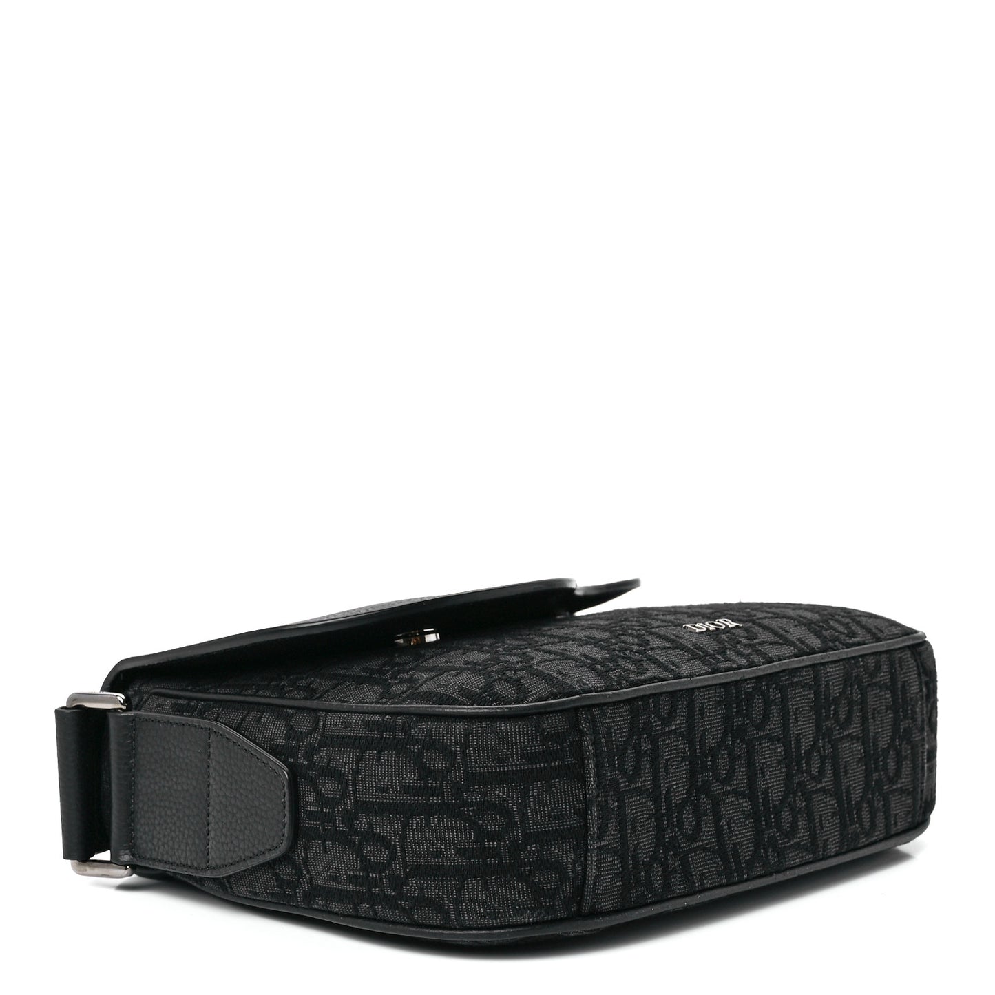 Grained Calfskin Oblique Mini Saddle Messenger Black