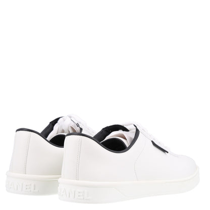 Chanel Calfskin CC Womens Sneakers 37.5 White 5 of 9
