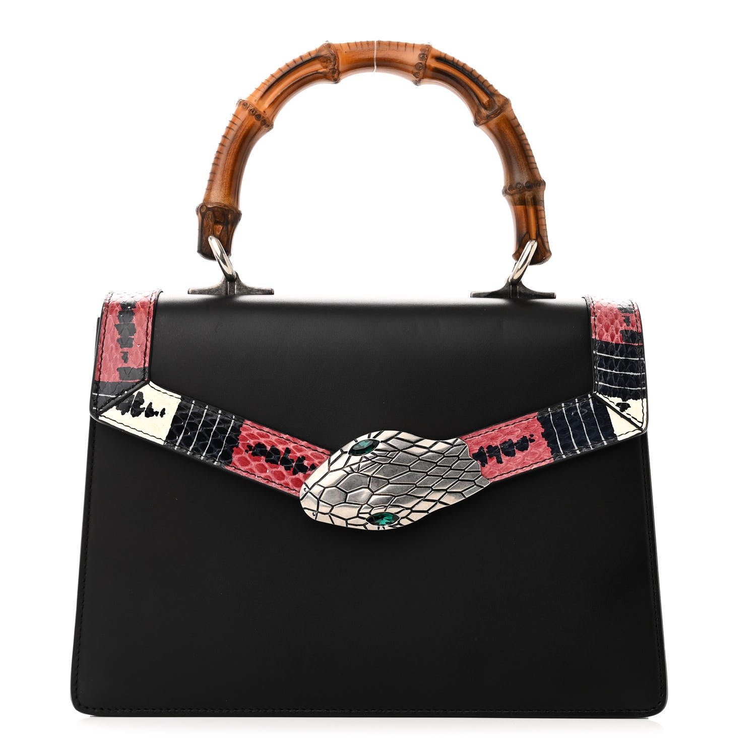 Gucci Calfskin Snakeskin Small Lilith Top Handle Bag Black 1 of 11