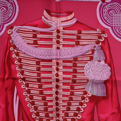 Hermes Silk Brandebourgs Pocket Square Scarf Rose Fuchsia Mauve 4 of 7