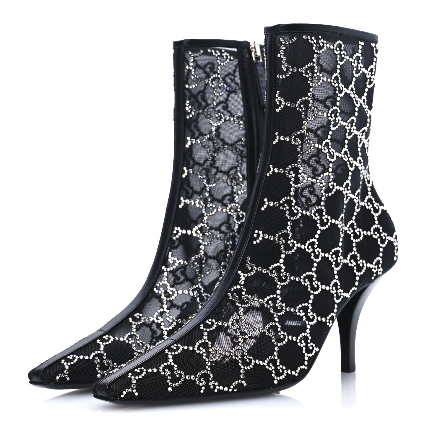 Tela Retino Kid Scamosciato Crystal GG Monogram Square Demi Boot 39 Black