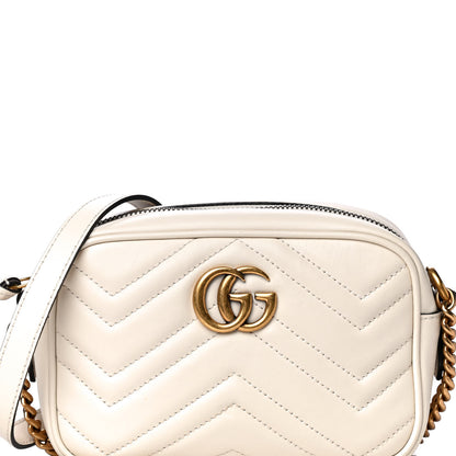 Gucci Calfskin Matelasse Mini GG Marmont Chain Shoulder Bag White 8 of 13