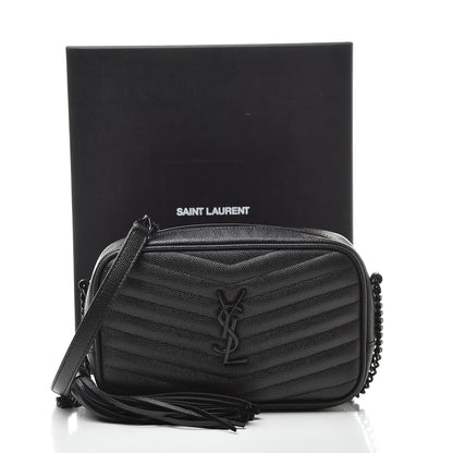 Saint Laurent Grain De Poudre Matelasse Monogram Mini Lou Camera Bag Black 11 of 11