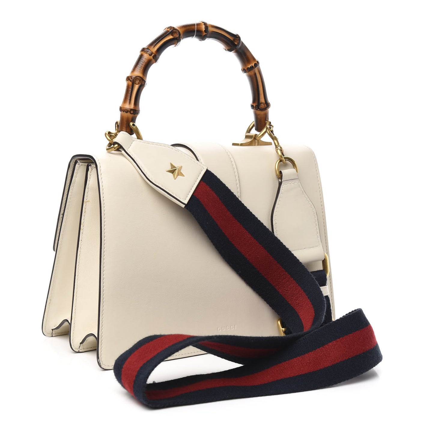Calfskin Bamboo Web Medium Dionysus Top Handle Bag White Blue Hibiscus Red
