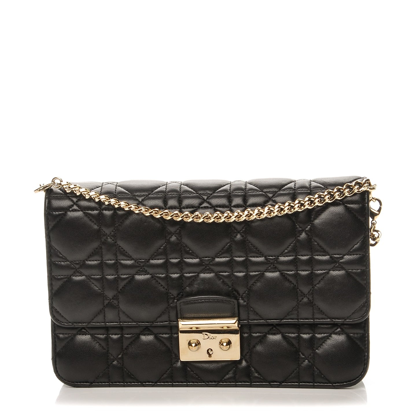 Lambskin Cannage Miss Dior Promenade Pouch Black
