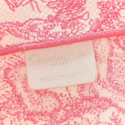 Christian Dior Canvas Embroidered Medium Dioriviera Toile De Jouy Book Tote Peony Pink 6 of 12