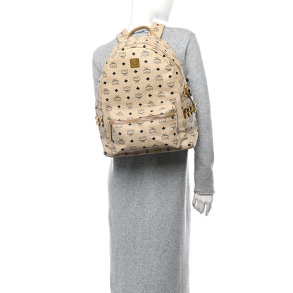 MCM Visetos Medium Studded Stark Backpack Beige 2 of 10