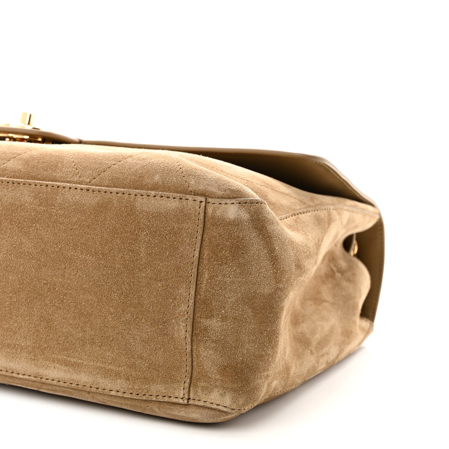 Suede Calfskin Souplissimo Maxi Flap Dark Beige