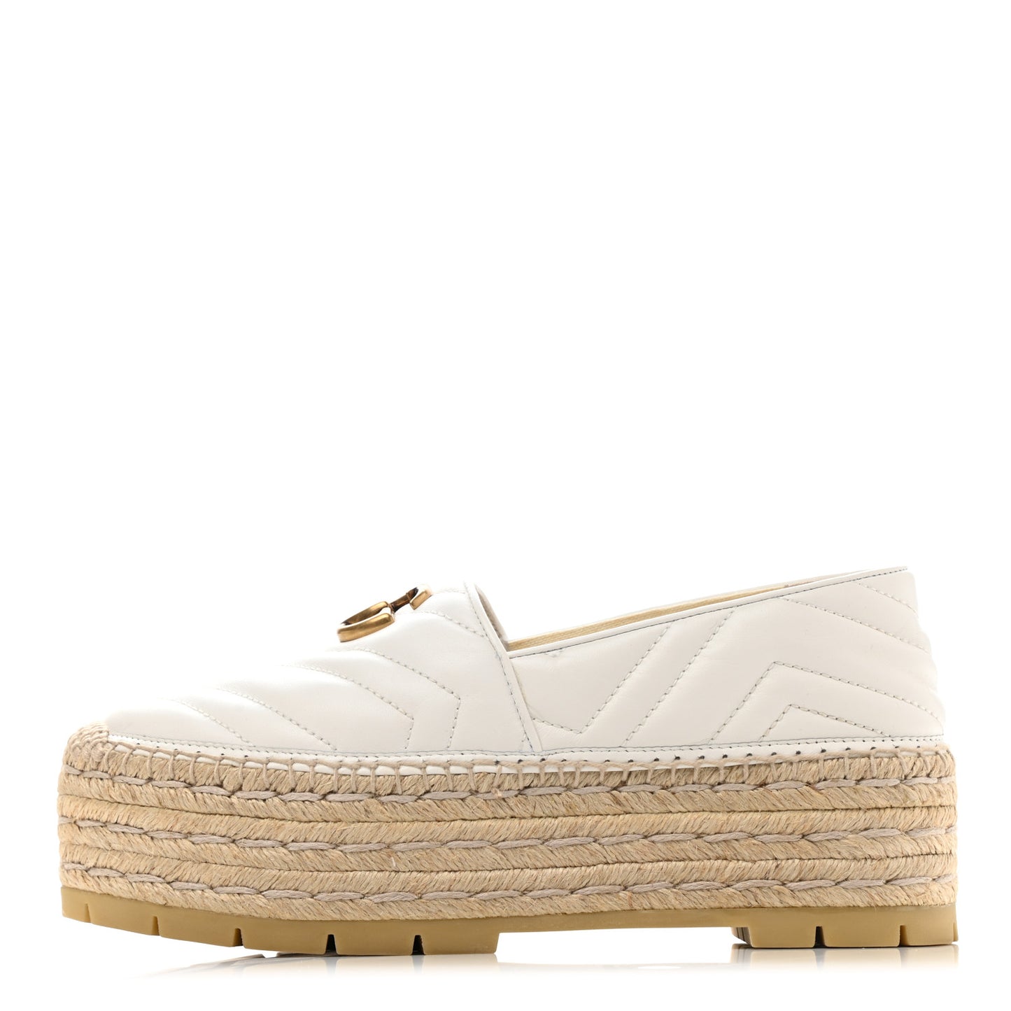 Nappa Matelasse GG Marmont Platform Espadrilles 38 Great White