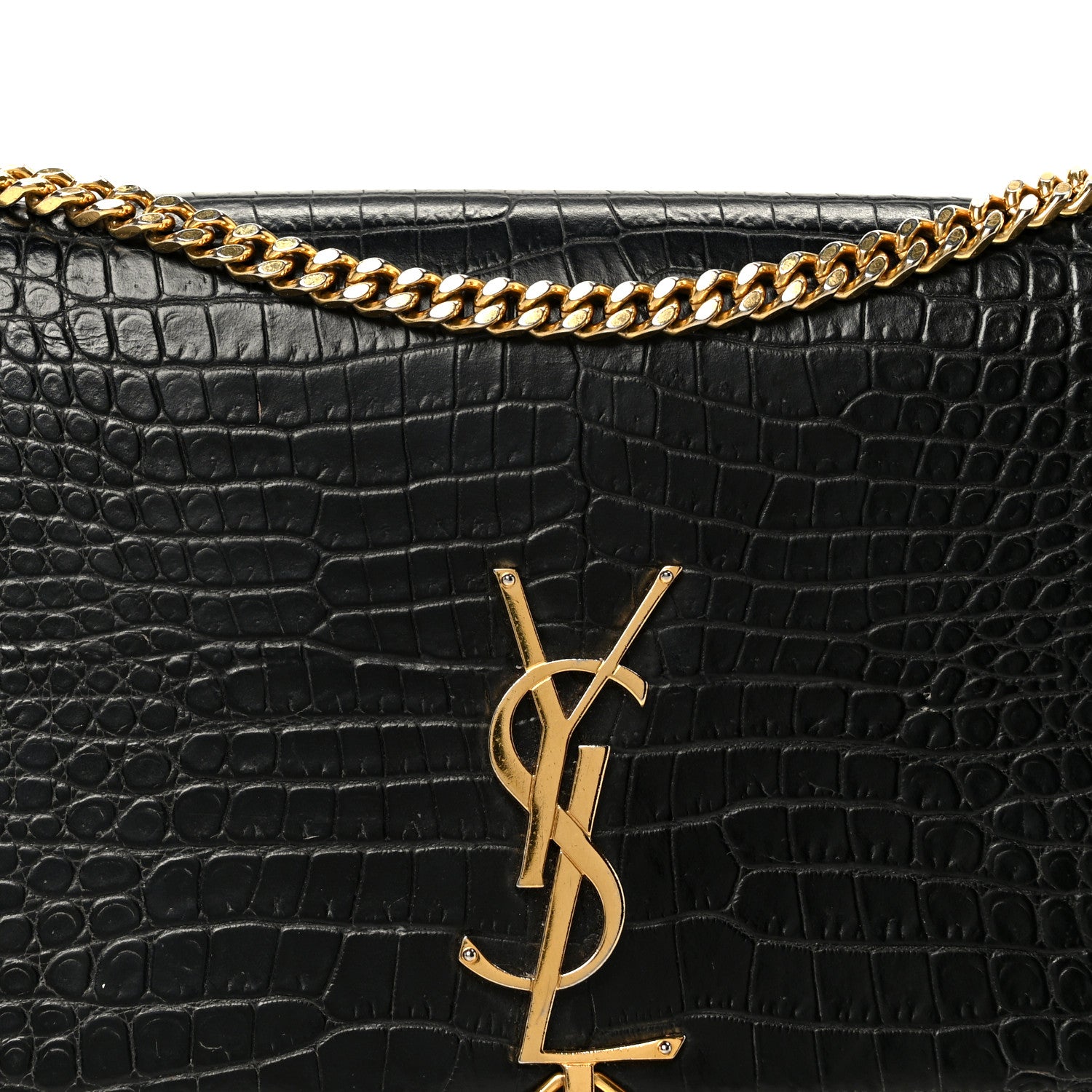 Saint Laurent Calfskin Crocodile Embossed Medium Classic Monogram