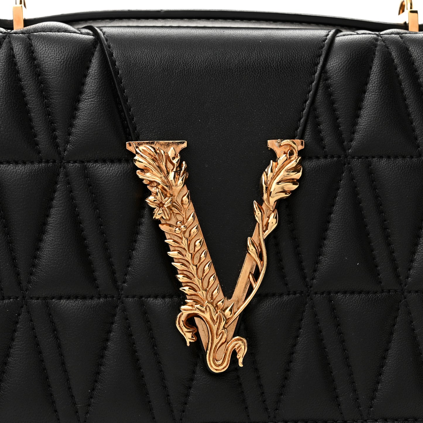 Nappa Quilted Virtus Top Handle Shoulder Bag Black