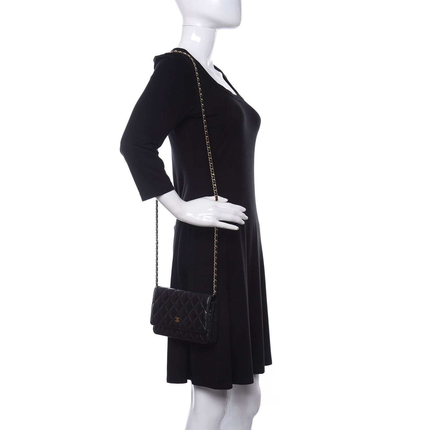 Lambskin Quilted Wallet On Chain WOC Black