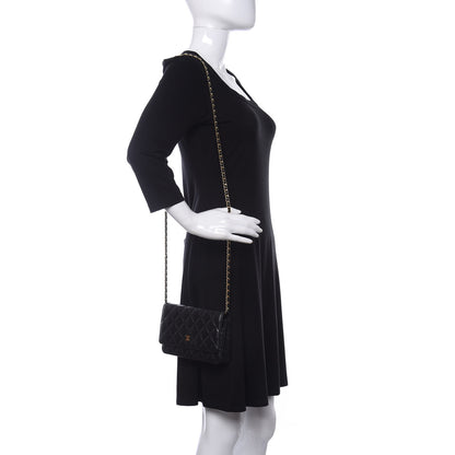 Chanel Lambskin Quilted Wallet On Chain WOC Black 2 of 12