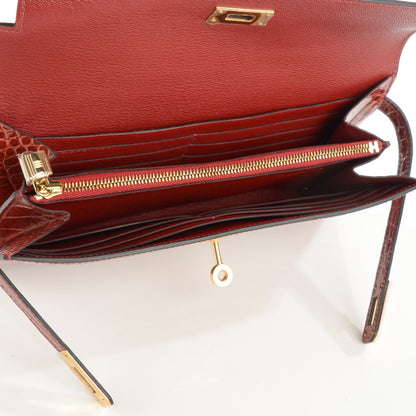 Hermes Shiny Alligator Kelly Longue Wallet Rouge H 14 of 16