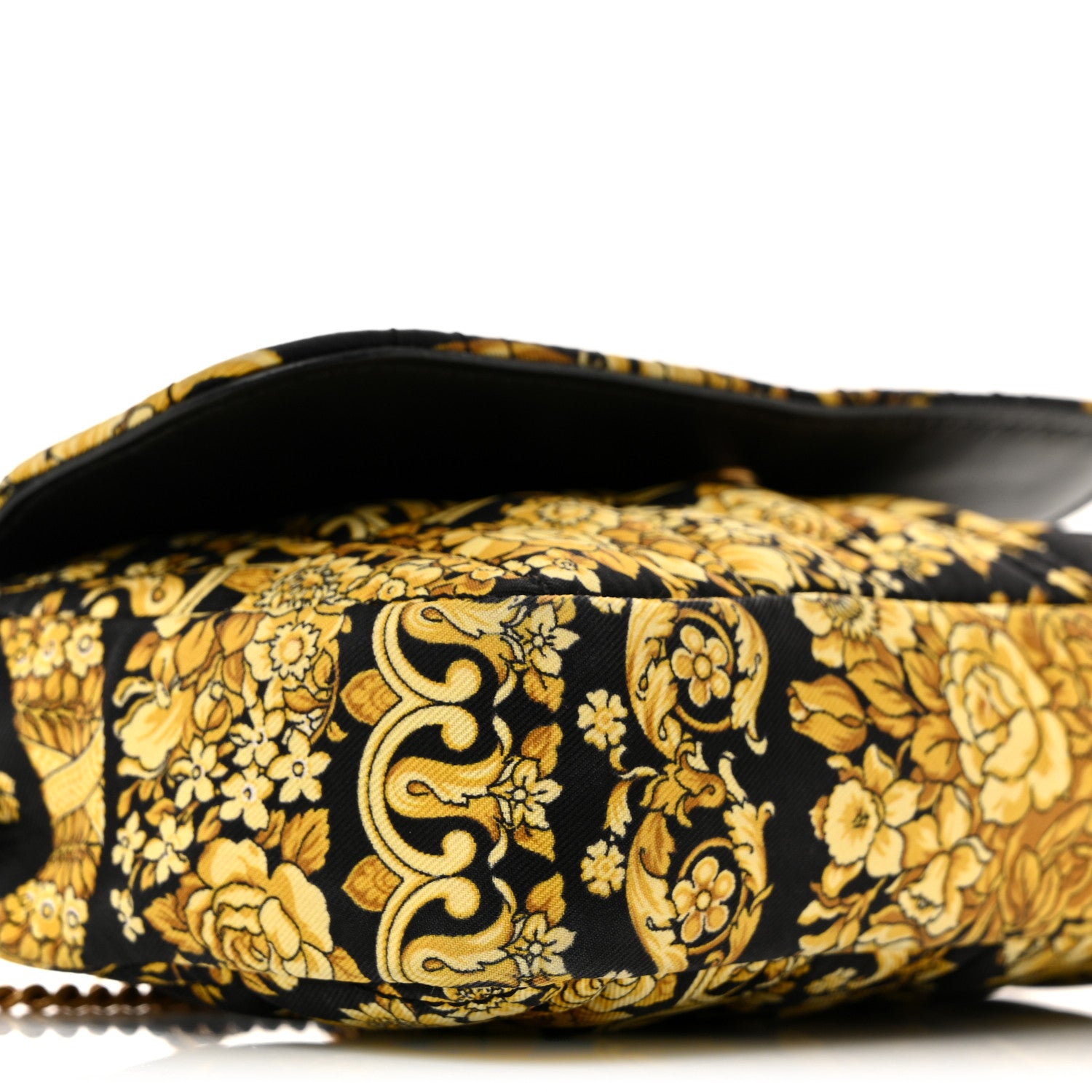Versace Silk Barocco Printed Quilted Virtus V Mini Chain Flap Shoulder Bag Black Gold 8 of 11