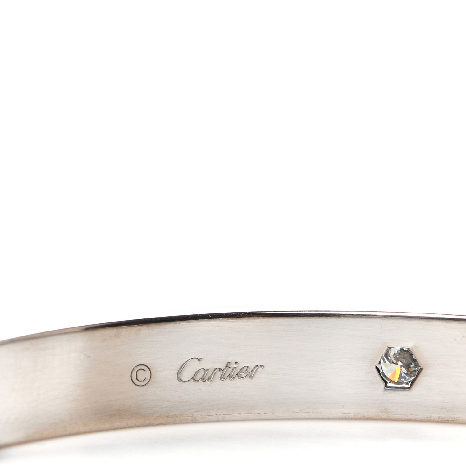 Cartier 18K White Gold 4 Diamond LOVE Bracelet 17 5 of 7