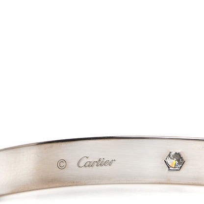 Cartier 18K White Gold 4 Diamond LOVE Bracelet 17 5 of 7