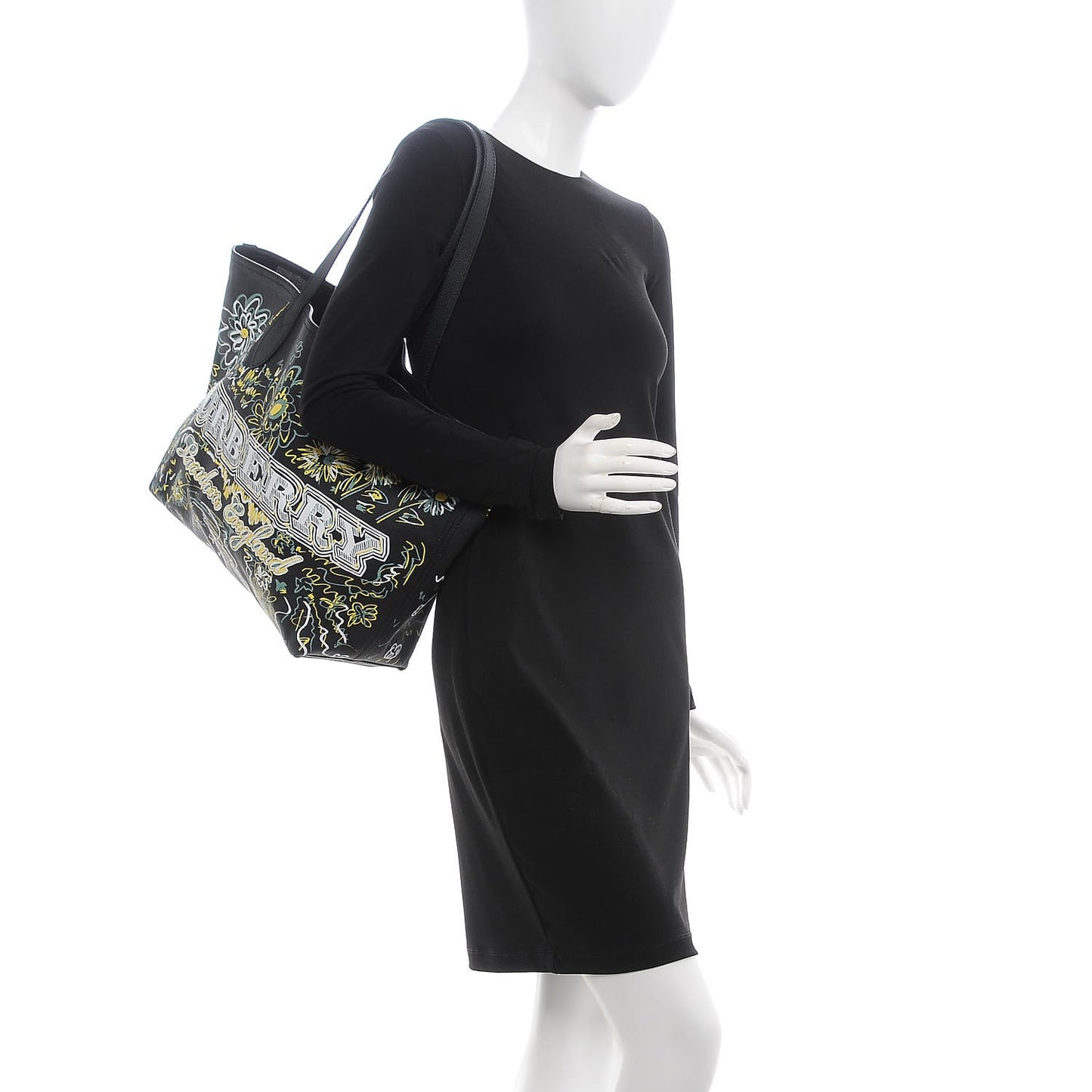 Coated Canvas Medium Reversible Doodle Tote Black