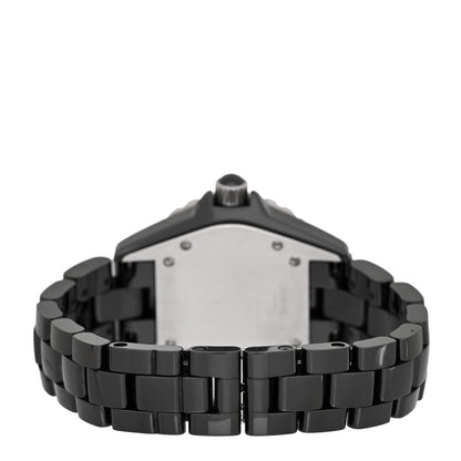 Chanel Stainless Steel Ceramic Diamond Pave Bezel 33mm J12 Quartz Watch Black 3 of 5