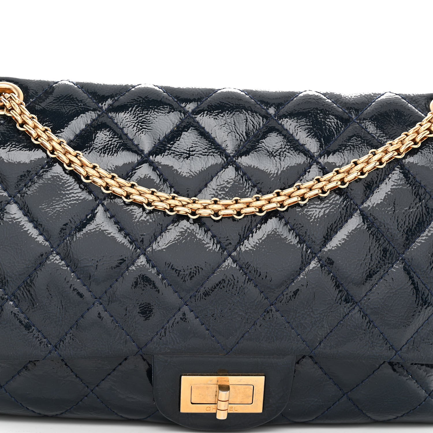 Chanel Distressed Patent Quilted 2.55 Reissue 226 Flap Navy 8 of 10