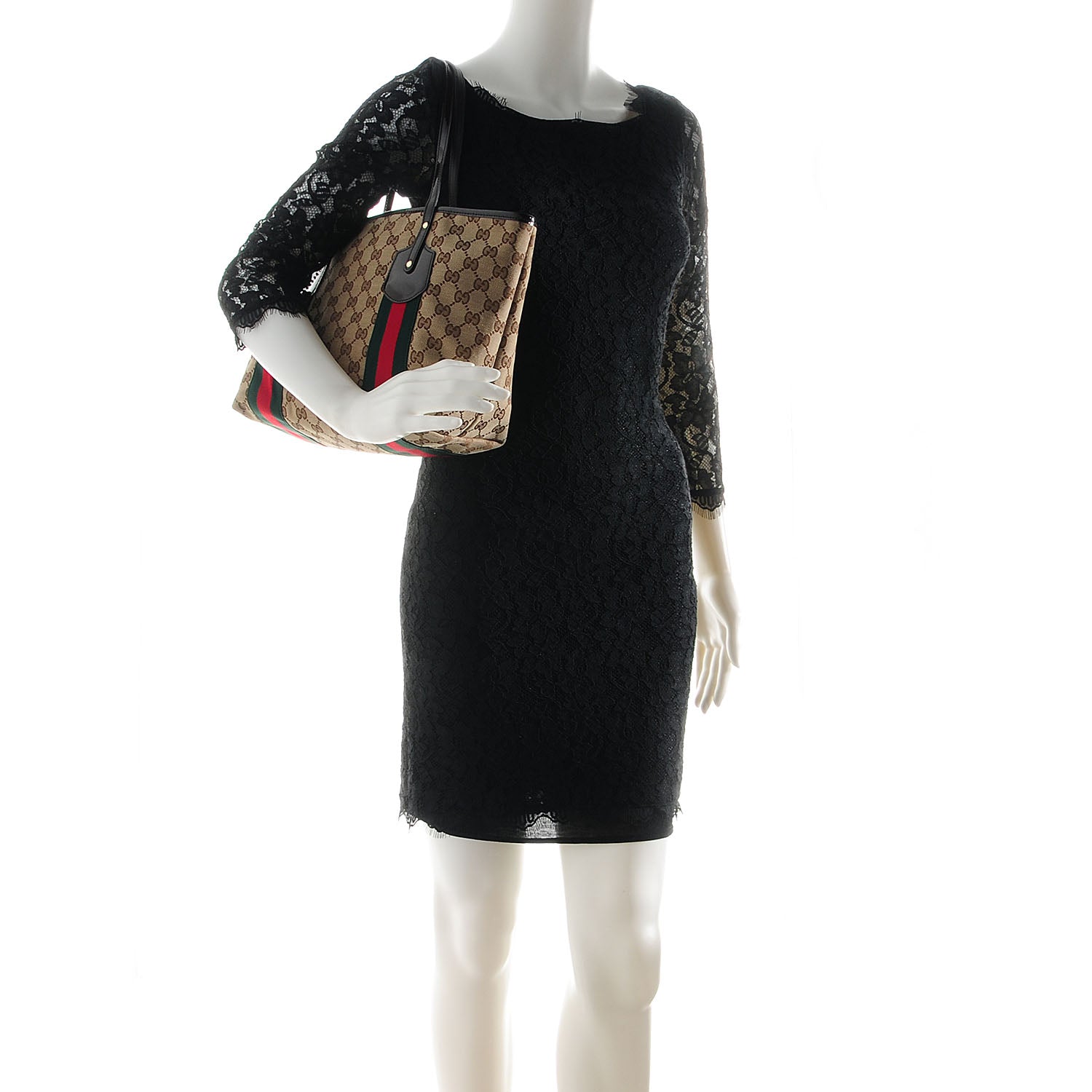 Gucci Monogram Web Medium Jolie Tote Brown 2 of 7